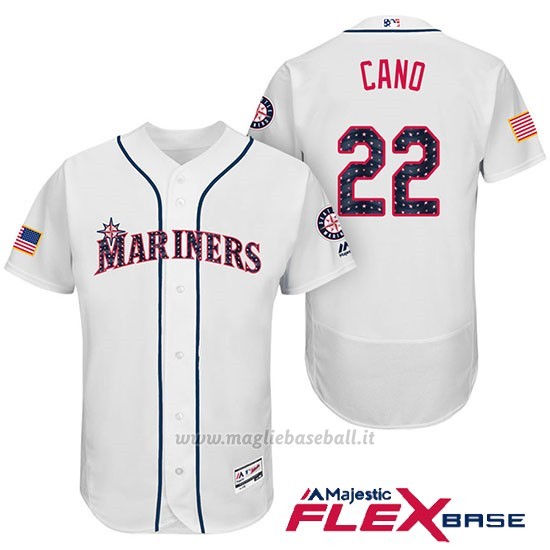 Maglia Baseball Uomo Seattle Mariners 2017 Estrellas y Rayas Robinson Cano Bianco Flex Base